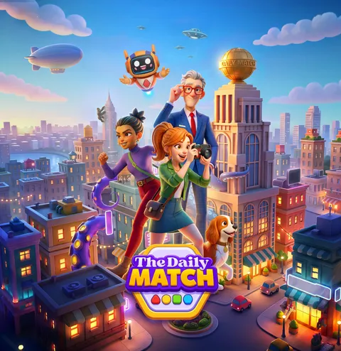 The Daily Match key art: the reporters over a sunny city